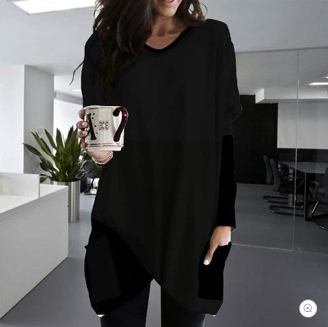 Comfortable Solid Color Loose Casual Long Sleeve T-Shirt