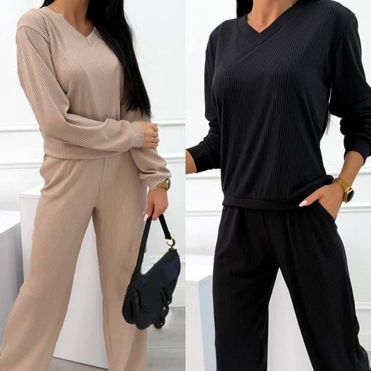 🔥New Arrivals: 50% Off-Striped V-neck Top & Wide Pants Suit