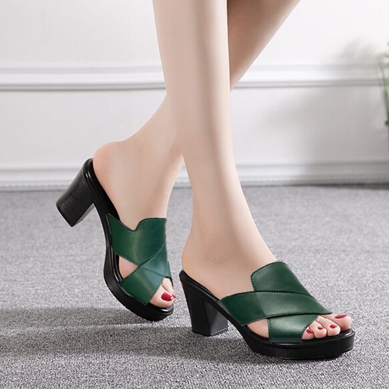 Women's Platform Slip on Chunky High Heel Sandals🌸