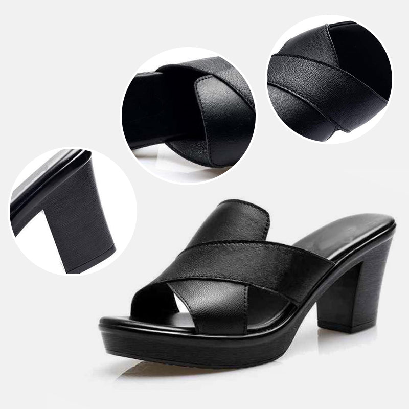 Women's Platform Slip on Chunky High Heel Sandals🌸