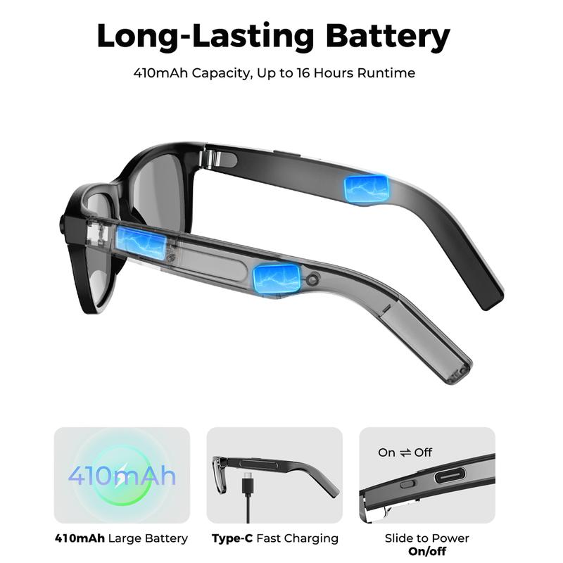 AI smart glasses with ChatGPT, 8 MP camera and HD 1200P 4K video recording, real-time translation in over 160 languages, Bluetooth 5.4, HiFi audio and music control, smart sunglasses with video recording for on the go