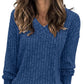 🔥50% off sale now!-Women's V Neck Long Sleeve Solid Sweater