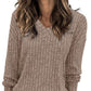 🔥50% off sale now!-Women's V Neck Long Sleeve Solid Sweater