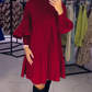 🎉Women's Plus Size Lantern Sleeve Stand Collar Dress👗