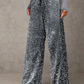 🎄🎁Christmas Sale 40% OFF🥰Women's Sequin Sparkle Wide Leg Pants with Elastic Waistband