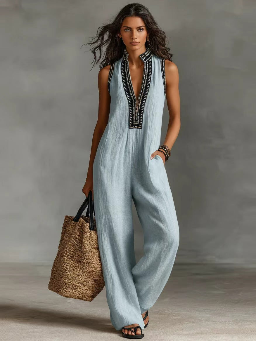 🔥 Hot Sale 50% OFF🔥Women's Sleeveless V-Neck Wide-Leg Jumpsuit