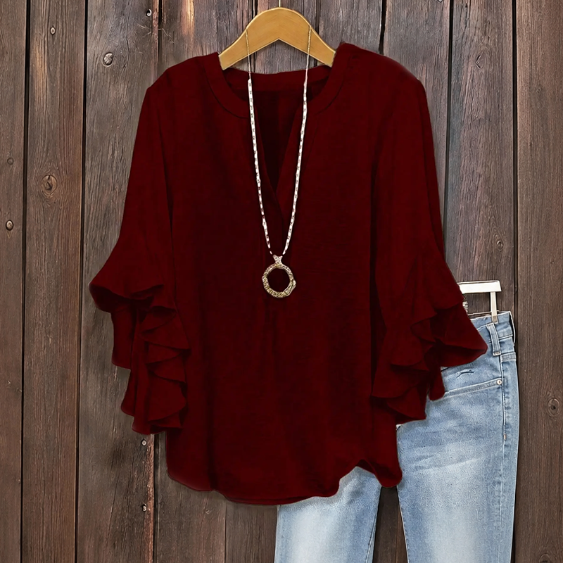 💥Summer Promotion 50% OFF☀️Women's Ruffle Sleeve V-Neck Shirt