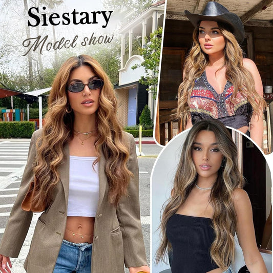 💖Hot Sales 50% OFF🤩Women's Gradient Long Wavy Hair Wig, One-Piece with Adjustable Fit💁