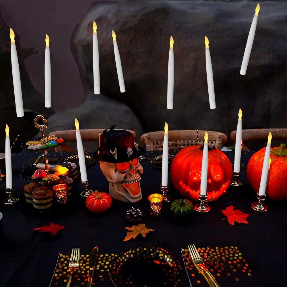 🎃Halloween Decorations-Floating Candles with Wand😮🕯️