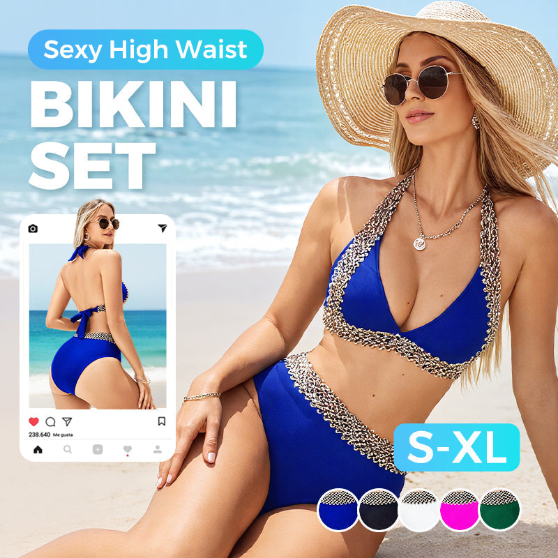 🔥👙Sexy V-neck Women's Holiday Swimsuit With Wavy Pattern