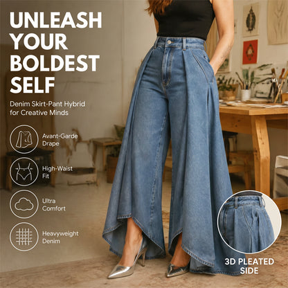 🔥Hot Deals-Women's High-Waist Wide-Leg Jeans with High-Low Hem