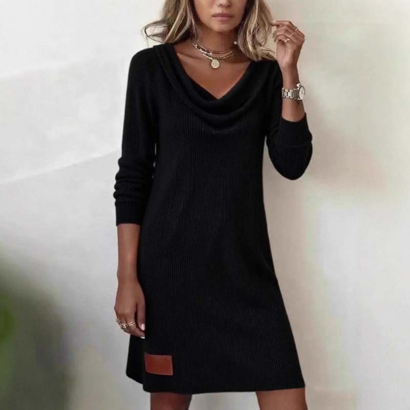 📢 Limited Time 49% OFF👗Women's Long Sleeve Cowl-Neck Knit Dress-Soft Fabric & Flattering Silhouette✅ | Cozy Elegance & Versatile Winter Style✨