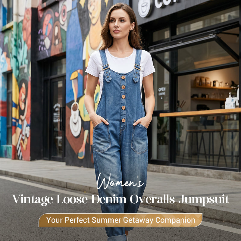 🔥Limited-time offer-Women's Casual Baggy Denim Overalls with Pockets