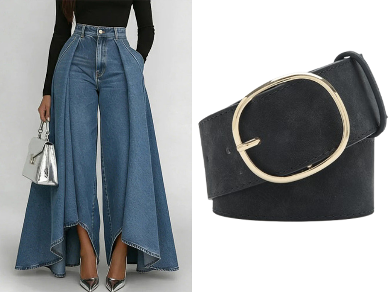 🔥Hot Deals-Women's High-Waist Wide-Leg Jeans with High-Low Hem