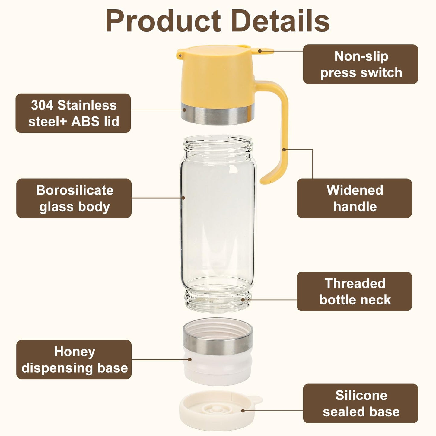 💥LAST DAY SALE 60% OFF🍯✨9oz No-Drip Glass Honey & Syrup Dispenser