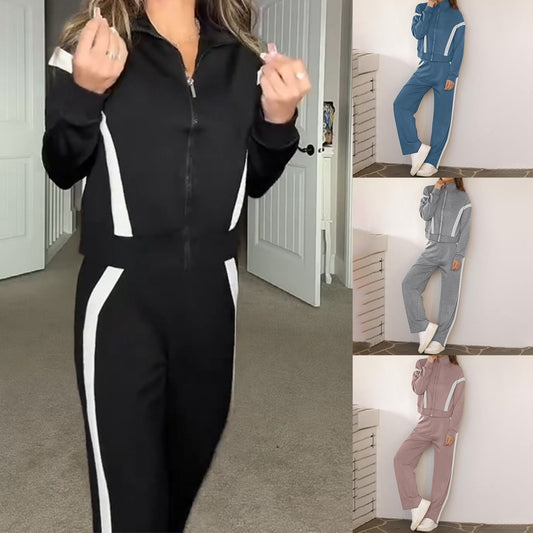 💥Limited-time offer: 50% off-Stylish Jacket & Wide Leg Pants 2-Piece Set-Warm and stylish