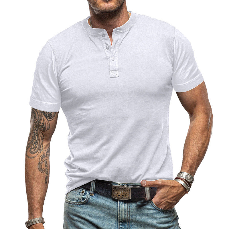 🔥Limited-time offer-Men's Short Sleeve T-Shirts Basic Top with Button– Comfort, Style, And Versatility👕
