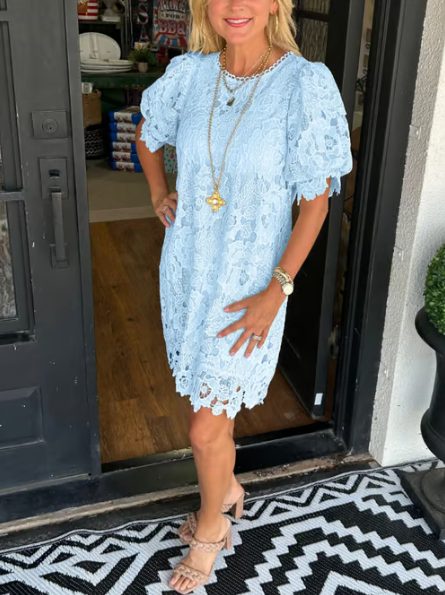 🎁Limited time 49% OFF⏳✨Women's Floral Lace Puff Sleeve Dress