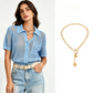 🔥50% OFF！ 🧶Women Short Sleeve Knit Button Shirt Free Gift Necklace