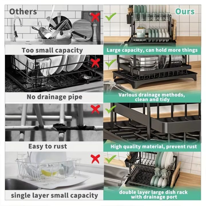 🔥50％ OFF🔥Premium 2-Tier Dish Rack🍽️✨ Elevate Your Kitchen Style✨