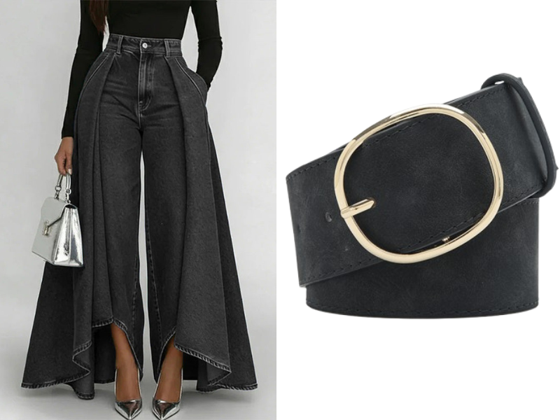 🔥Hot Deals-Women's High-Waist Wide-Leg Jeans with High-Low Hem