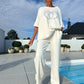 ⏳Limited offer! ⏰Casual two-piece set for women, plain top and loose trousers