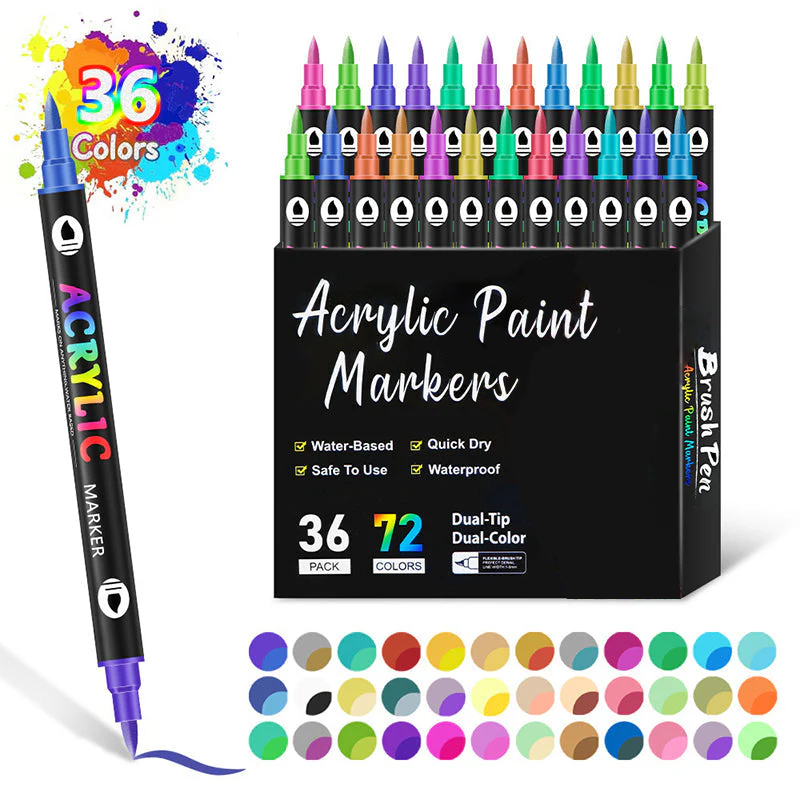 🌈🖌️Dual Tip Acrylic Paint Pen Marker✨🎨