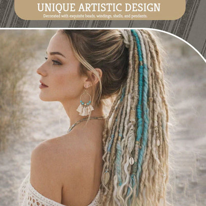 Bohemian Textured Ponytail | Instant Dreadlock Hair Extension | Easy Clip-In for Festivals & Nights Out