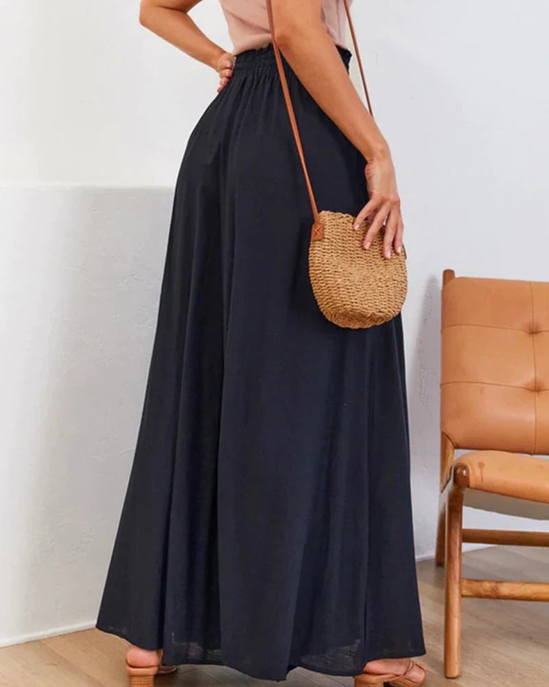 👖 LIMITED-TIME 50% OFF! ✨ Wide-Leg High-Waisted Pants – Cotton Blend, Loose Fit, Drawstring 🌿