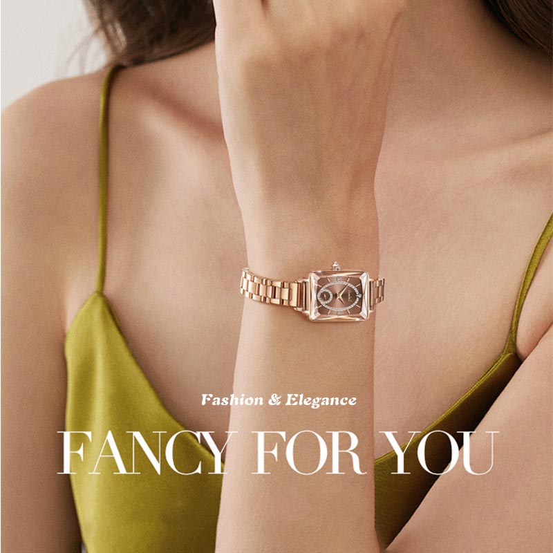 💎Fashion Square Ladies Rose Gold Diamond Watch⌚