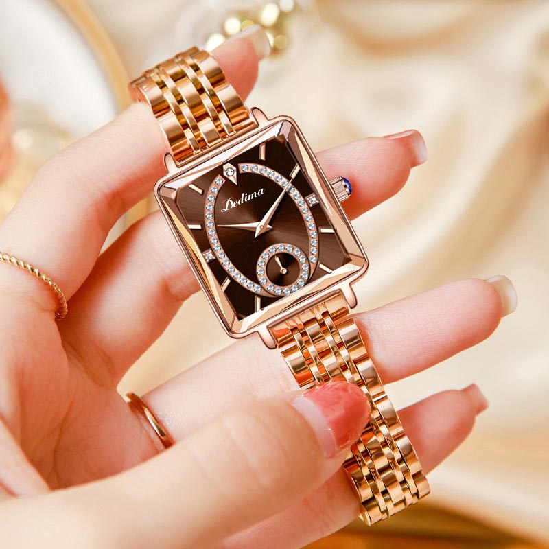 💎Fashion Square Ladies Rose Gold Diamond Watch⌚