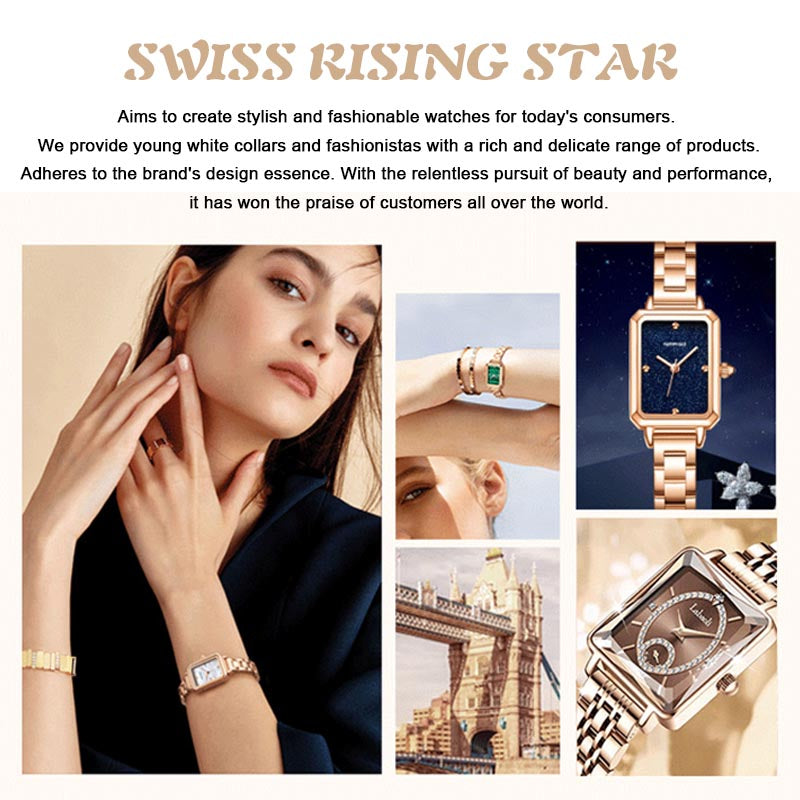 💎Fashion Square Ladies Rose Gold Diamond Watch⌚