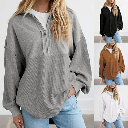 🔥New arrivals offer-Women's Casual Solid Color Half-Zip Sweatshirt