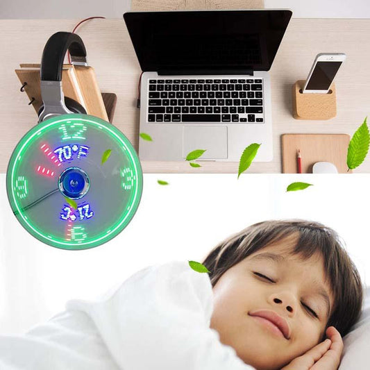 USB Fan LED Clock Light