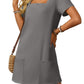 🎉🛍️Summer Specials👗Women's Casual Square Neck Pocket Short Sleeve Dress with Pockets