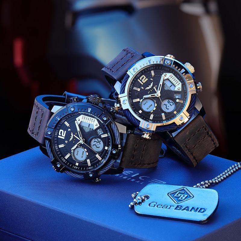 ⌚Multifunctional Dual Display 3ATM Waterproof Men's Quartz Sports Watch