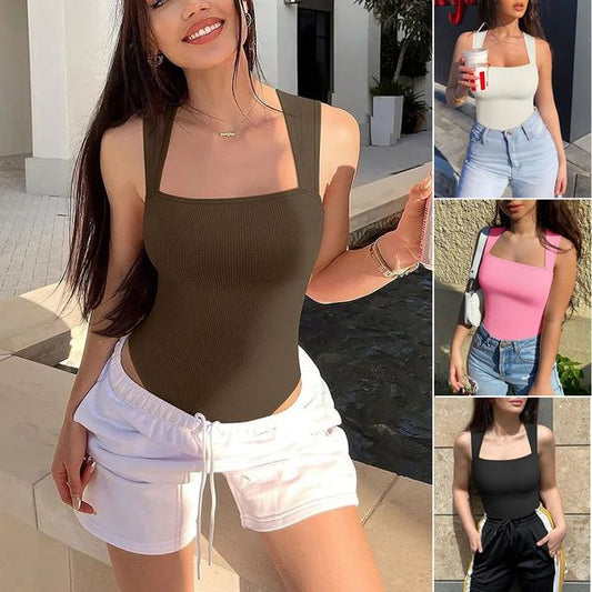 🔥SUMMER SALE 49% OFF🔥Racerback Wide Shoulder Straps Seamless Bodysuit