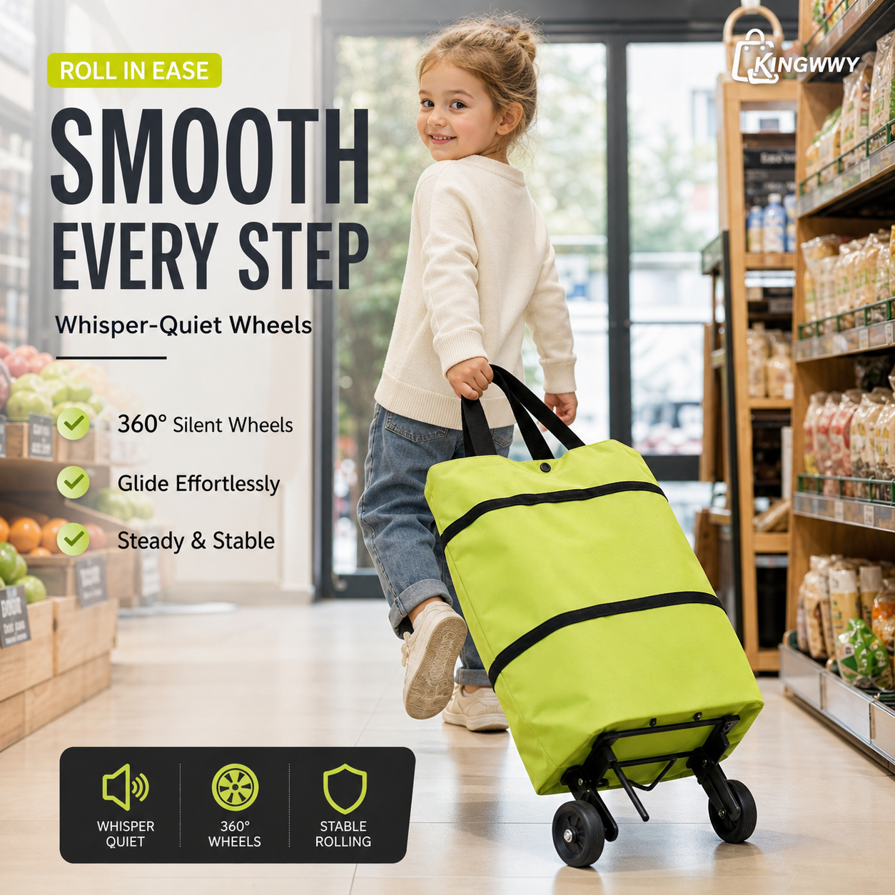 🔥Limited Offer ￡8.99!!⚡50K+ SOLD!🛍️2-in-1 Convertible shopping tote – hides wheels, holds 20kg, expands with zipper!