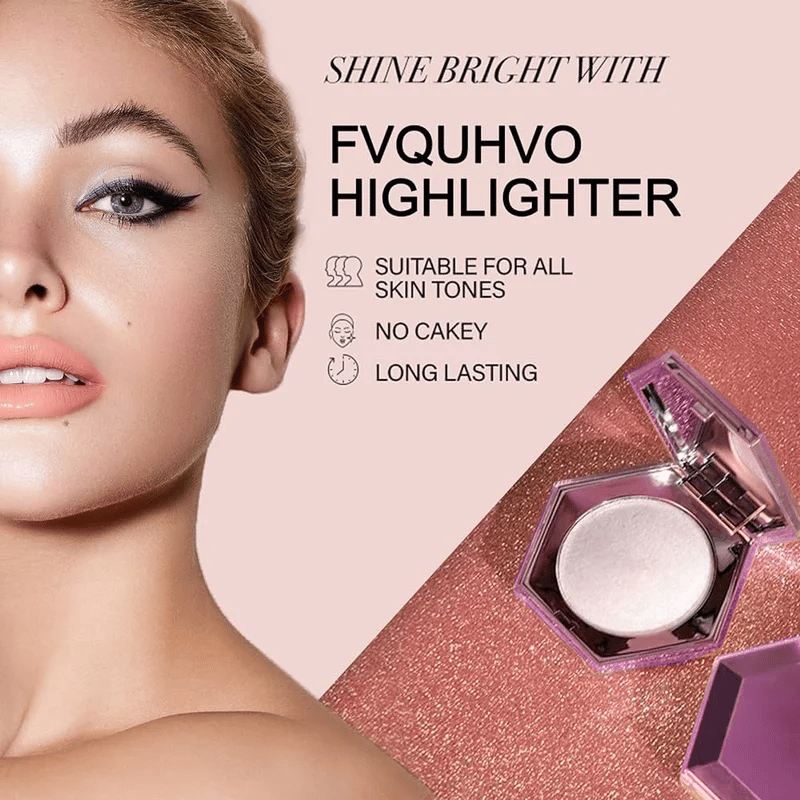 High Glossy Compact Highlighter Powder with Diamond Brilliance for Brightening the Skin