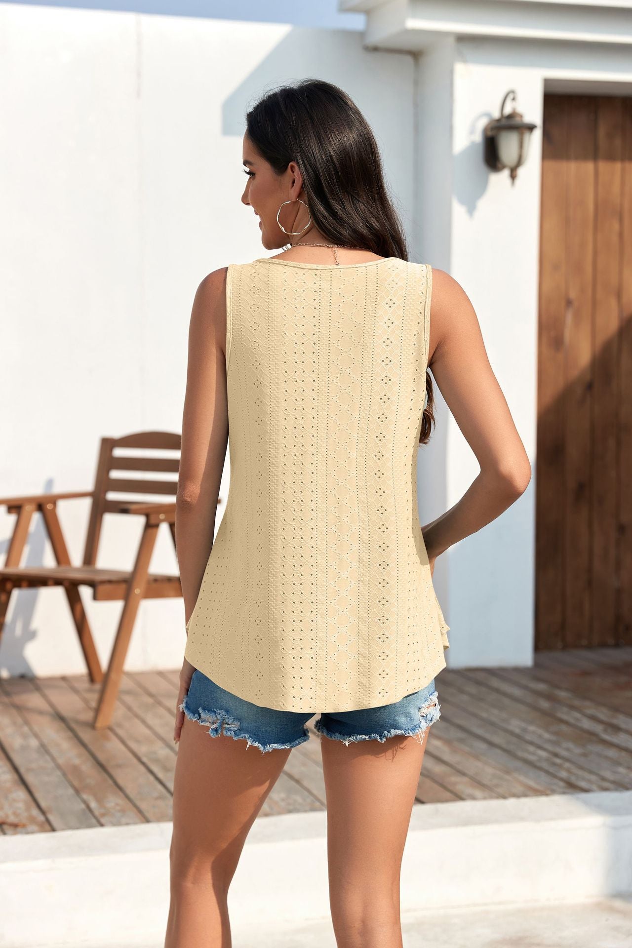 🔥Hot Sale 50% OFF💥Buy 2 Get 10% Off🔥Womens Tank Tops Sleeveless EyeletEmbroidery Scoop Neck Loose Fit Casual SummerFlowy