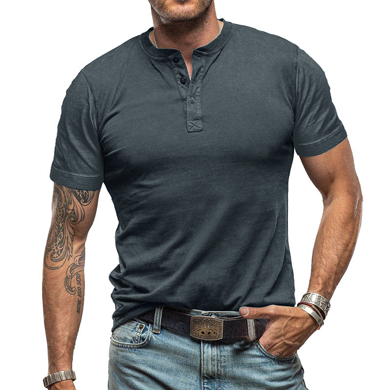 🔥Limited-time offer-Men's Short Sleeve T-Shirts Basic Top with Button– Comfort, Style, And Versatility👕