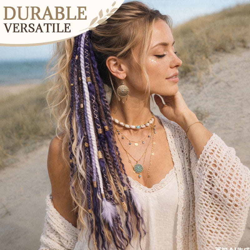 Bohemian Textured Ponytail | Instant Dreadlock Hair Extension | Easy Clip-In for Festivals & Nights Out