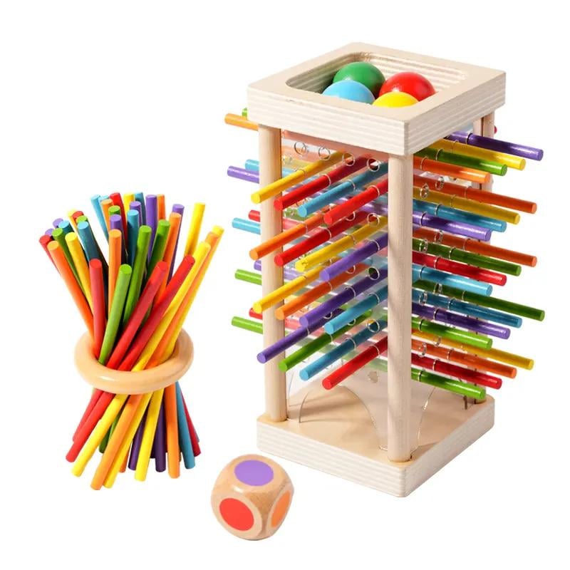 🎁Christmas Special Sale - 50% OFF💝Wooden Stick Game, Colorful Educational Toy for Cognitive Development & Focus Training, Includes Mixed Colors Sticks and Dual-level Puzzle🌟