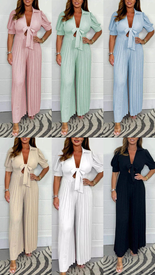🎉2025 New Products Hot Sale✨Draped pleats x simple solid colours, women's jumpsuit