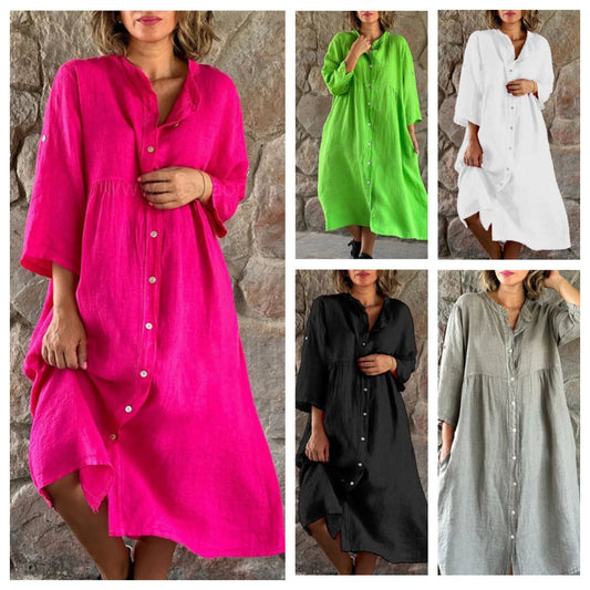 💖Limited Sale 49% OFF💖Women's Loose Cotton Shirt Dress