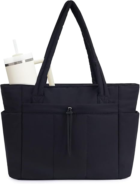 💕Hot Sale 50% OFF🎁Wandering Nature Puffer Tote Bag with Cup Holder & Laptop Compartment & Trolley Sleeve for Travel, Work, Nurse, Women