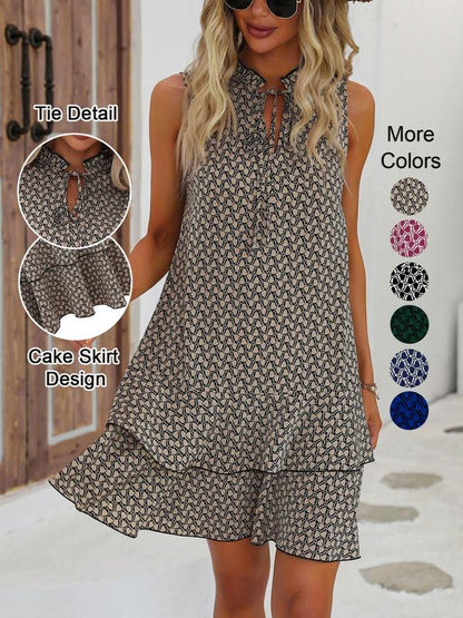 🎉Last Day Promotion 50% OFF💃Women's Geometric Print Bow Dress