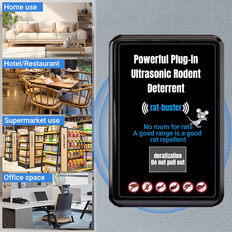 🐭 BUY 1 GET 1 FREE! 🔌 Ultrasonic Rodent Deterrent - Drives Away Mice/Rats with High-Frequency Sound, Safe for Pets/Kids, Covers 1200 sq ft 🏠✨
