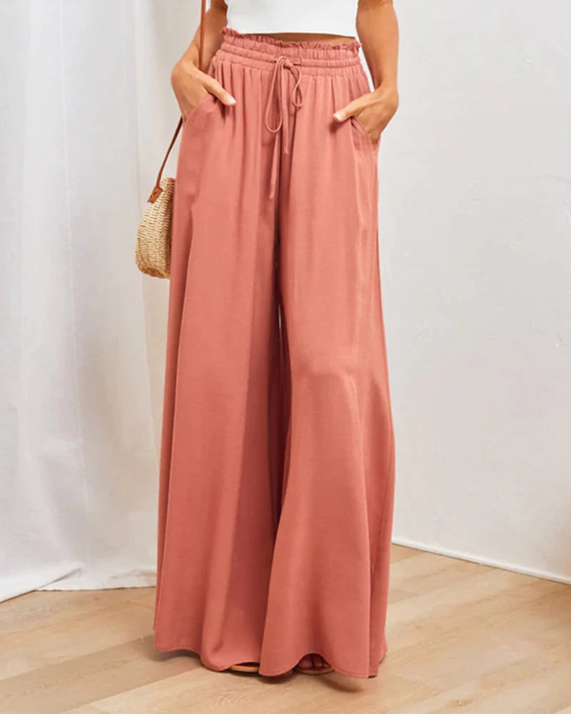 👖 LIMITED-TIME 50% OFF! ✨ Wide-Leg High-Waisted Pants – Cotton Blend, Loose Fit, Drawstring 🌿