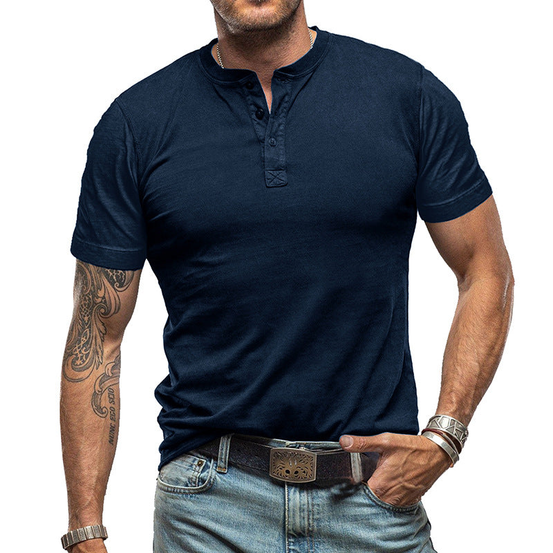 🔥Limited-time offer-Men's Short Sleeve T-Shirts Basic Top with Button– Comfort, Style, And Versatility👕